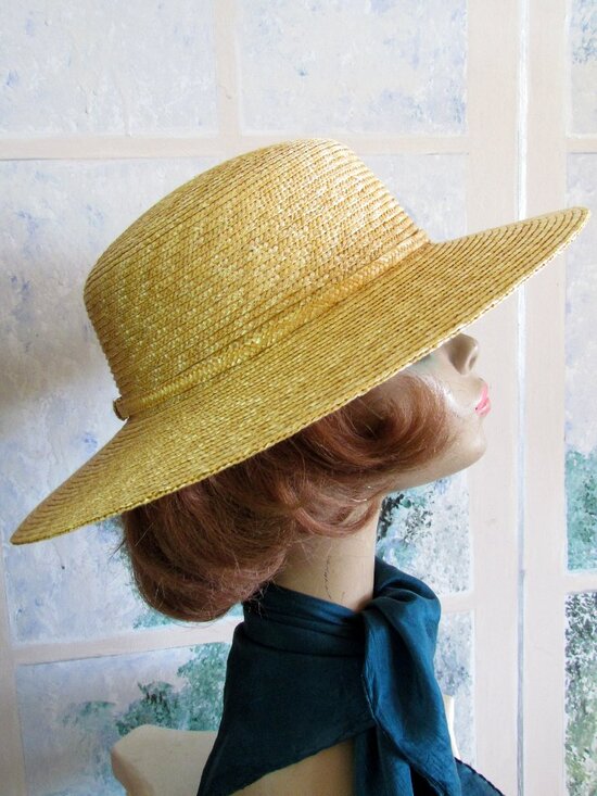 STRAW HAT w WIDE BRIM, \
